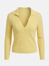 Sarı Örgü Model Polo Yaka Triko