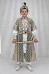 Çocuk GiyimGold Nakışlı Apoletleri Taşlı Kaftan Sünnet Kıyafeti