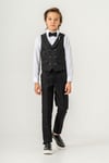 Erkek Çocuk Yelek Kombin / Siyah  Alt Üst Takım Set / 3 Pcs