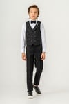 Erkek Çocuk Yelek Kombin / Siyah  Alt Üst Takım Set / 3 Pcs