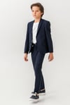 Rüyam SünnetlikLacivert Gofre Erkek Çocuk Tişörtlü Takım Elbise Blazer Ceket Pantolon 3'lü Takım