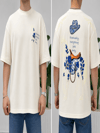 2512 Beyaz Nakışlı Amerikan Oversize T-Shirt