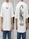 2512 Beyaz Nakışlı Amerikan Oversize T-Shirt