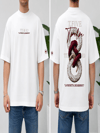 2512 Beyaz Nakışlı Amerikan Oversize T-Shirt