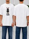 2512 Beyaz Nakışlı Amerikan Oversize T-Shirt