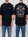 2512 Siyah Nakışlı Amerikan Oversize T-Shirt