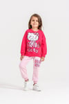 Baskılı Fuşya/Pembe Renk Detaylı 3iplik Sweatshirt & Eşofman Baskılı Alt Üst Takım