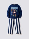 Baskılı Sweatshirt Lacivert Çizgili Pantolon Erkek Çocuk Alt Üst Takım