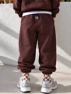 California 95 Baskılı Nakışlı Kahverengi Erkek Çocuk Sweatshirt ve Eşofman Altı 3 İplik Alt Üst Takım