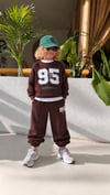 California 95 Baskılı Nakışlı Kahverengi Erkek Çocuk Sweatshirt ve Eşofman Altı 3 İplik Alt Üst Takım