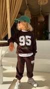 California 95 Baskılı Nakışlı Kahverengi Erkek Çocuk Sweatshirt ve Eşofman Altı 3 İplik Alt Üst Takım