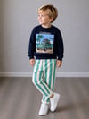 California Nostaljik Araba Baskılı Lacivert Sweatshirt&Eşofman Takımı Erkek Çocuk