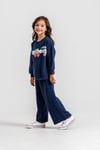 Capybara ve Kiraz Baskılı 3 İplik Sweatshirt & Eşofman Altı Kız Çocuk Alt Üst Takım Lacivert