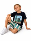 Cg Kids Araba Desenli Çizgili Şortlu Tshirt & Şort Erkek Çocuk Alt Üst Takım