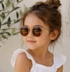 Cg Kids Bal Köpüğü Simli Yuvarlak Açık Kahve Cam Renkli Unisex Güneş Gözlüğü / Gözlük Kutusu Dahil