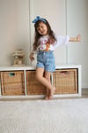Cg Kids Bambi Baskılı Kot Şort Işlemeli Kız Çocuk Alt Üst Takım