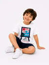 Cg Kids Baskılı T-Shirt ve Lacivert Müslin Şort Erkek Çocuk Alt Üst Takım