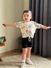 Cg Kids Beyaz Papağan Baskılı Tayt Şort Kız Çocuk Alt Üst Takım