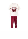 Cg Kids Bordo Butterfly Kelebek Tül Detaylı Kız Çocuk Alt Üst Tayt Takım