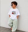 Cg Kids  Camp Life Nakışlı Tişört ve Ekose Pantolon Erkek Çocuk Alt Üst Takımı / Su Yeşili
