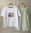Cg Kids  Camp Life Nakışlı Tişört ve Ekose Pantolon Erkek Çocuk Alt Üst Takımı / Su Yeşili