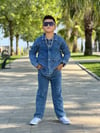 Cg Kids Denim Ceket ve Pantolon Unisex Alt Üst Takım Süper Kalite