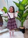Cg Kids Ekose Askılı Jile ve Beyaz Gömlek Takım 2 Parça Kız Çocuk Şık Kombin