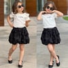 Cg Kids Everyday Baskılı Fırfır Kol Deyaylı Fitilli Basic Gül Işlemeli Siyah Balon Etek Kız Çocuk Alt Üst Takım