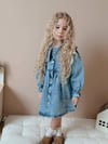 Cg Kids Fiyonk Taşlı İşlemeli Jean Kot Denim Elbise Kız Çocuk Süper Kalite