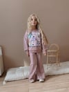 Cg Kids Floral Wibes Baskılı Gül Kurusu Ispanyol Paça Kız Çocuk Süper Kalite Kumaş Alt Üst Takım