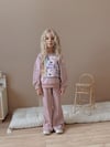 Cg Kids Floral Wibes Baskılı Gül Kurusu Ispanyol Paça Kız Çocuk Süper Kalite Kumaş Alt Üst Takım