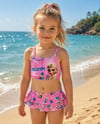 Cg Kids Frozen Elsa Baskılı Kız Çocuk Çantalı Fırfırlı Üçlü Bikini Takımı