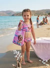 Cg Kids Frozen Elsa Baskılı Kız Çocuk Çantalı Fırfırlı Üçlü Bikini Takımı
