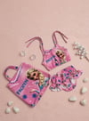 Cg Kids Frozen Elsa Baskılı Kız Çocuk Çantalı Fırfırlı Üçlü Bikini Takımı