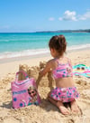 Cg Kids Frozen Elsa Baskılı Kız Çocuk Çantalı Fırfırlı Üçlü Bikini Takımı