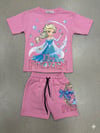 Cg Kids Frozen Elsa Sim Baskılı Tshirt & şort Kız Çocuk Alt Üst Takım Süper Kalite