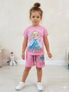 Cg Kids Frozen Elsa Sim Baskılı Tshirt & şort Kız Çocuk Alt Üst Takım Süper Kalite
