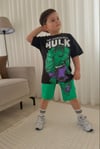 Cg Kids Hulk Baskılı Erkek Çocuk Tshirt&Şort Alt Üst Takım Süper Kalite Sırt Baskı Detay