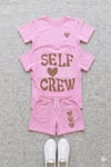 Cg Kids Kalp Baskılı Kız Çocuk Tshirt&Şort Alt Üst Takım Sırt Baskı Kabartma Detay