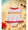 Cg Kids Kiraz Desenli Bikini Takımı Fırfırlı Etekli Mayo Kız Çocuk Alt Üst Takım