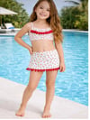 Cg Kids Kiraz Desenli Bikini Takımı Fırfırlı Etekli Mayo Kız Çocuk Alt Üst Takım
