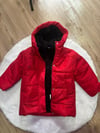 Cg Kids Kırmızı Yandan Cepli Fermuar ÇıtÇıt içi kürklü Şapkalı Unisex Mont