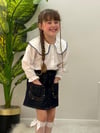 Cg Kids Kot Etekli Çiçek Nakışlı Gömlek Kız Çocuk Alt Üst Takım Süper Kalite