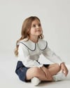 Cg Kids Kot Etekli Çiçek Nakışlı Gömlek Kız Çocuk Alt Üst Takım Süper Kalite
