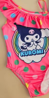 Cg Kids Kuromi Fırfır Detaylı Askılı Kız Çocuk Mayo kini