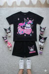 Cg Kids Kuromi Kız Çocuk Tshirt ve şort Alt Üst Takım Süper Kalite