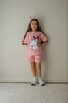 Cg Kids Kuromi ve Cinnamoroll Tshirt&Şort Kız Çocuk Alt Üst Süper Tarz Takım