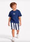 Cg Kids Lacivert Tshirt&Şort Alt Üst Takım Şort Çizgili Detay Süper Kalite