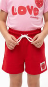 Cg Kids Love Çilek Temalı Kız Çocuk Tshirt & Şort Alt Üst Takım Sırt Baskı Detaylı Süper Kalite