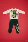 Cg Kids Minecraft Creeper Erkek Çocuk 2 İplik Alt Üst Takım Süper Kalite Kumaş Kabartma Baskı